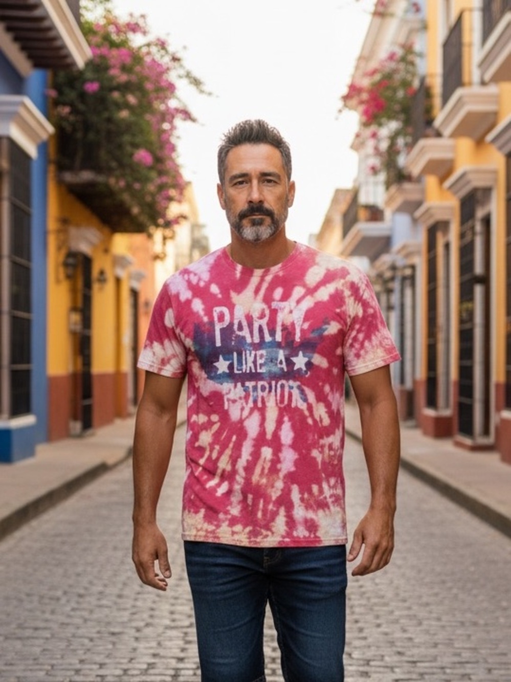 Party like a patriot tie dye tee m